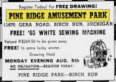 Pine Ridge Amusement Park - Sep 02 1966 Article